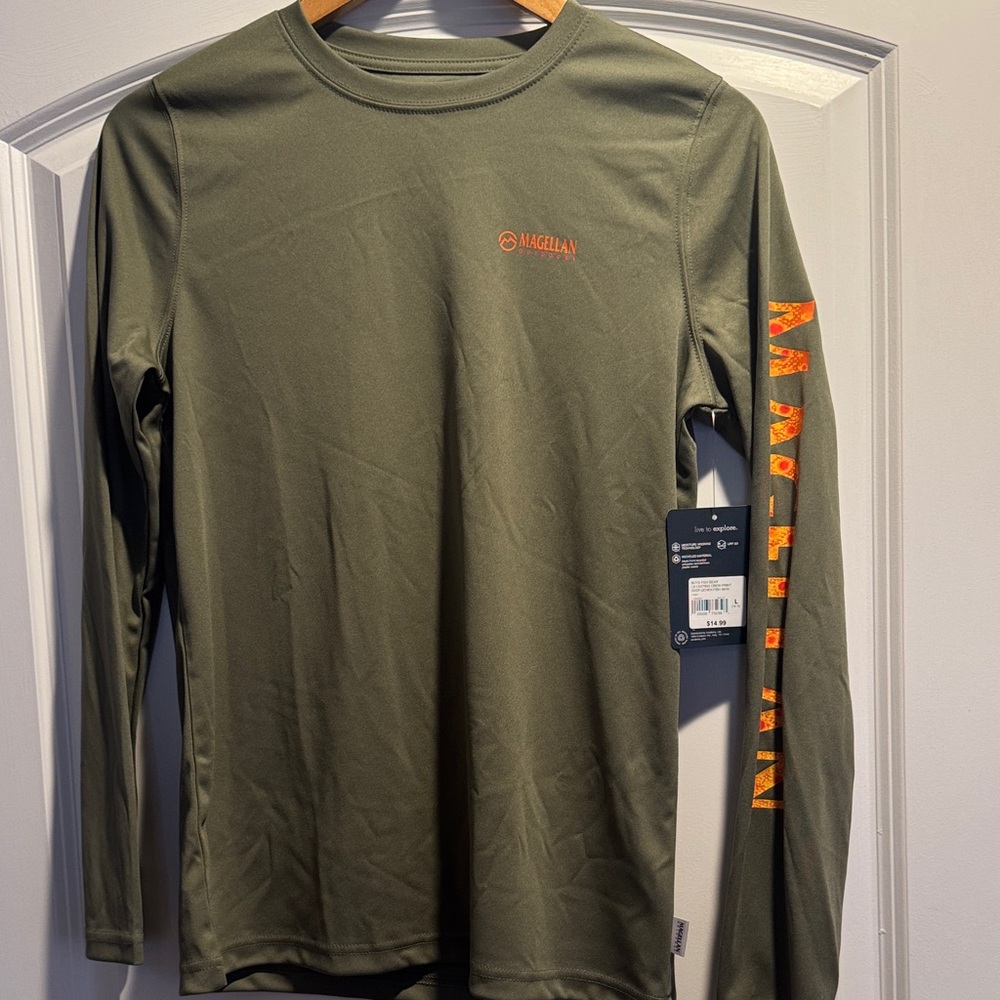 Magellan Outdoors Olive and Orange Long Sleeve Tee